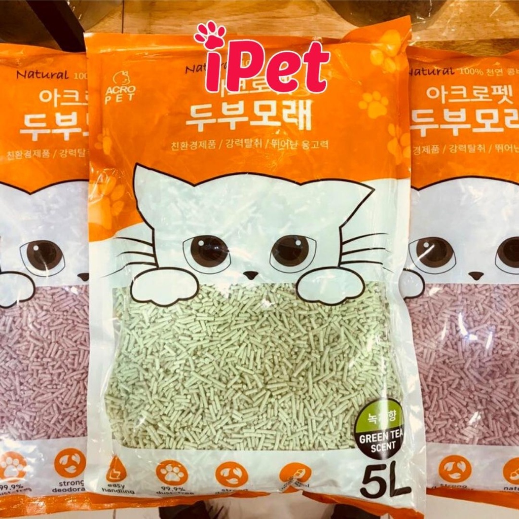 Cát đậu nành cho mèo đi vệ sinh Tofu Acropet 5L xả bồn cầu - iPet Shop