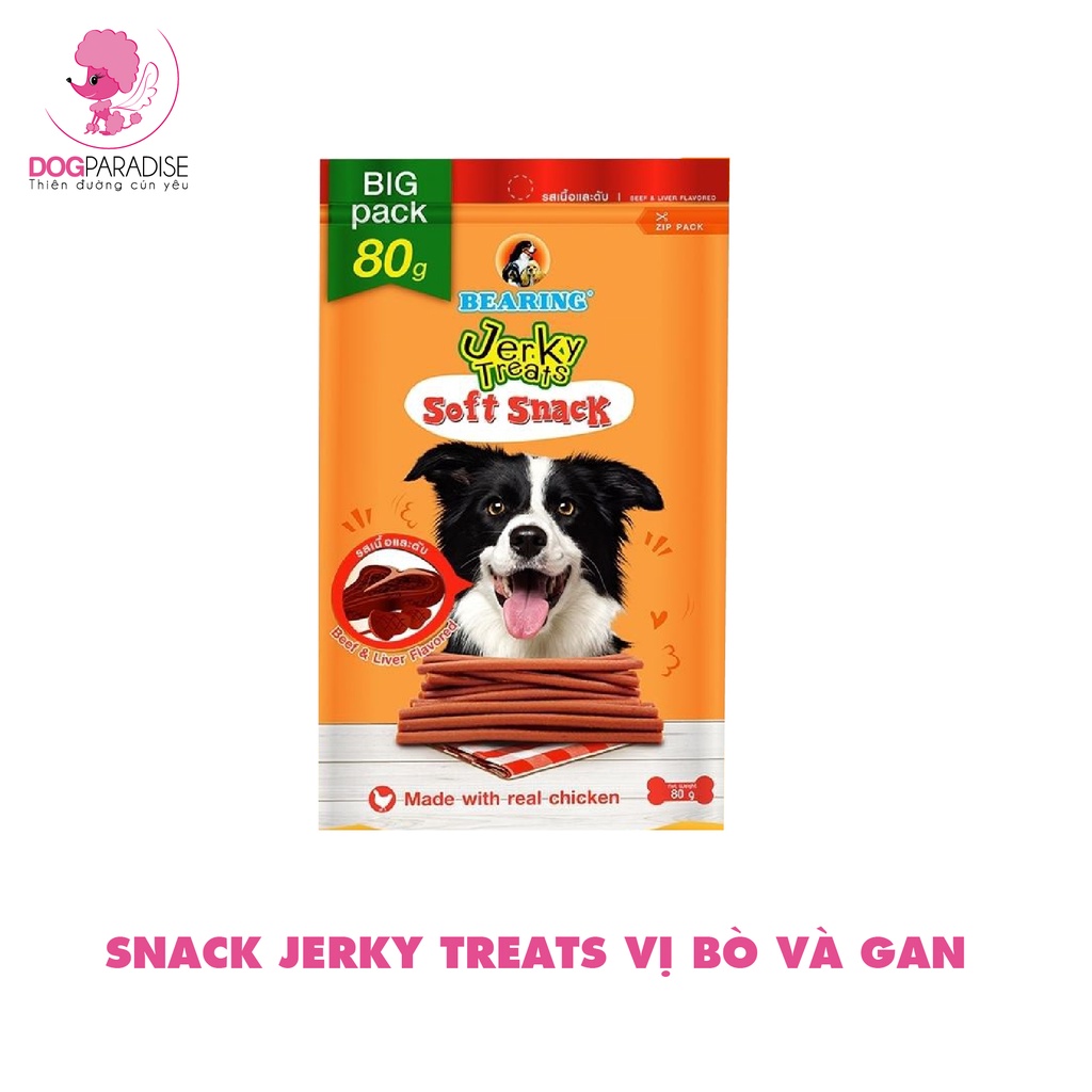 Snack mềm Jerky Treats cho thú cưng bổ sung dinh dưỡng và khoáng chất túi 80g-Bearing - Dog Paradise