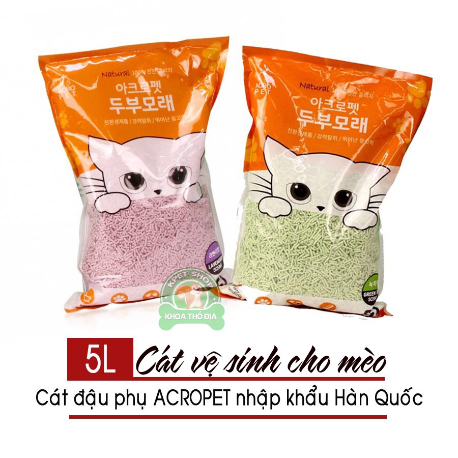 Cát đậu nành Tofu Acro Pet 5L - cát vệ sinh cho mèo Acropet