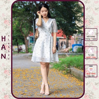 Váy Hoa Nhí Cổ V, Đầm Hoa Nhí 2 Lớp Thiết Kế Han CLothes
