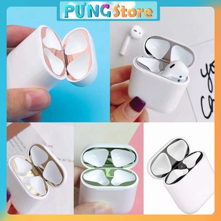 Miếng dán Mạ Vàng kim loại 18K bảo vệ tai nghe Airpods 1/2/ Pro, chống bụi bẩn xước lắp gập