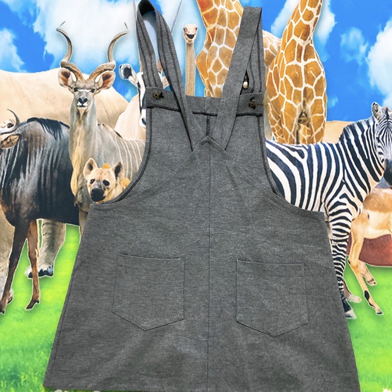 Size M đầm yếm thun umi ngắn màu xám ghi | BigBuy360 - bigbuy360.vn