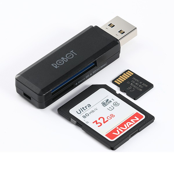Thiết Bị Đọc Thẻ Nhớ ROBOT CR102 USB 3.0 Dùng Cho Thẻ Nhớ SD Và Micro SD