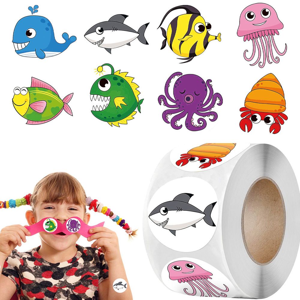 Nhãn dán trang trí hình tròn 1inch họa tiết hoạt hình dễ thương