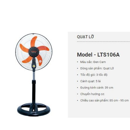 QUẠT LỠ LỒNG, THÂN MẠ CROM SENKO LTS106A