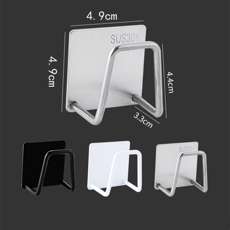 Giá đỡ miếng bọt biển kết dính bằng thép không gỉ, Giá treo miếng bọt biển có móc, Giá lưu trữ đa chức năng cho nhà bếp trong phòng tắm
