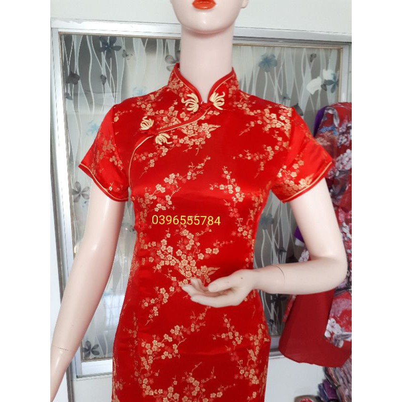 Hàng có sẵn Sườn xám Gấm Dài có video hình thật ( đỏ +đen) | BigBuy360 - bigbuy360.vn