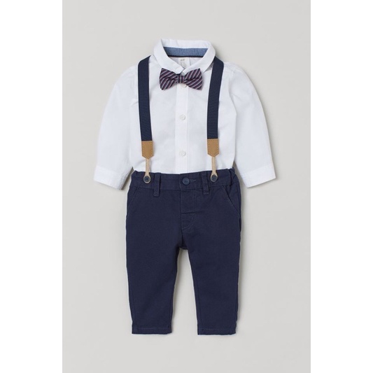 Bộ công tử có đai đeo kèm nơ cho bé chính hãng HM JP/US size 6-9m đến 2-3y