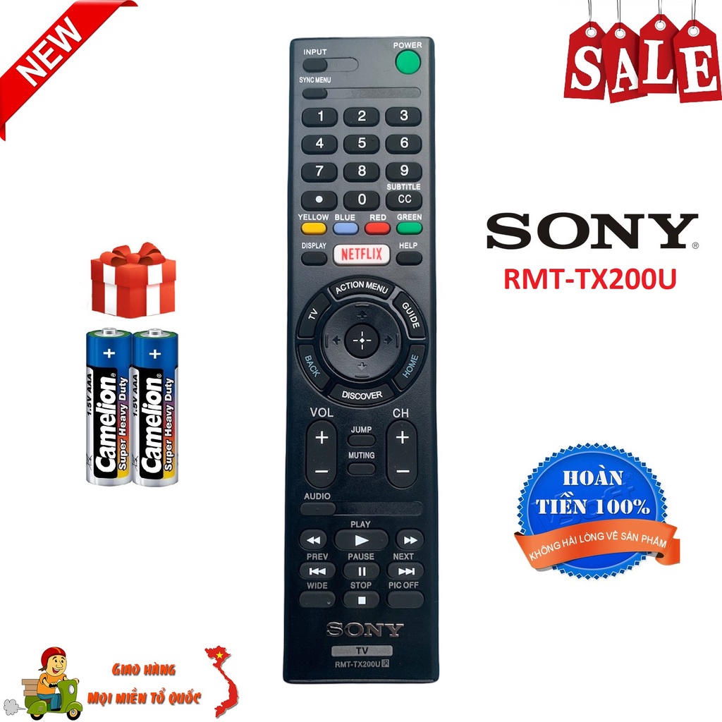 Điều khiển tivi Sony RMT-TX200U Smart TV Lcd Led - Hàng mới Remote Bấm từ xa tivi tivi Sony Smart RMT-TX200U [ BH đổi mớ