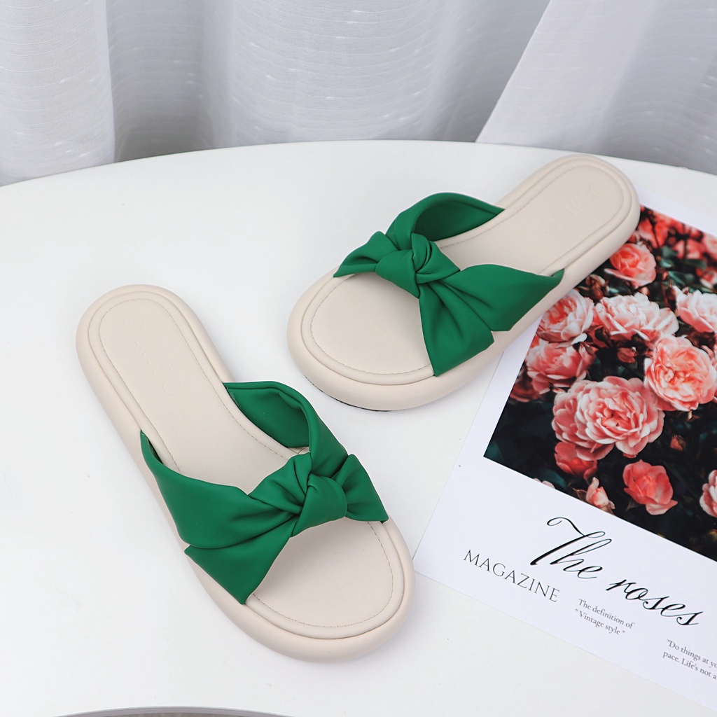 Dép Bánh Mì Nữ Thắt Nơ Xinh Xắn Đế Bệt Cực Kỳ Êm Chân Mềm Mại MISO M007