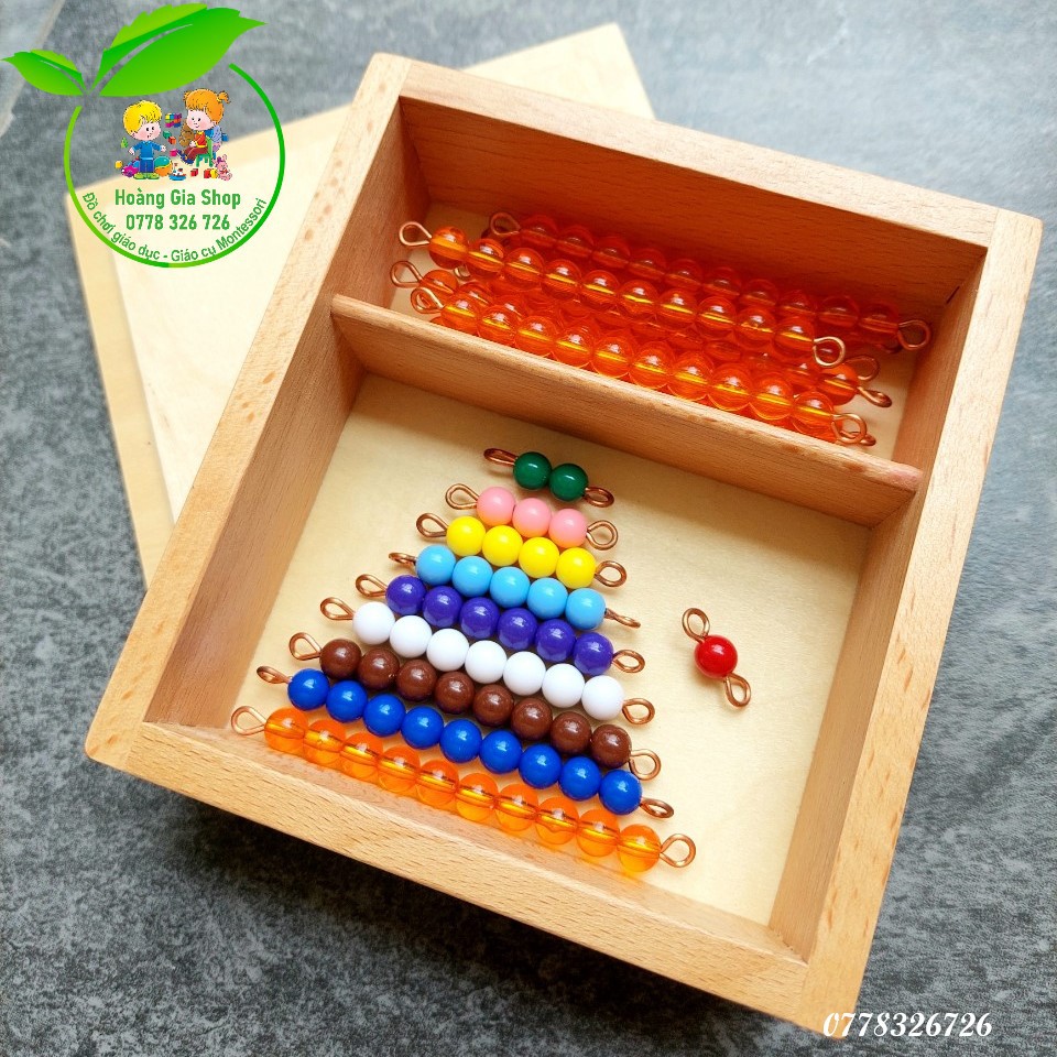 Dây cườm màu chơi với bảng hàng chục Montessori (Bead Bars for Teen Board with Box B)