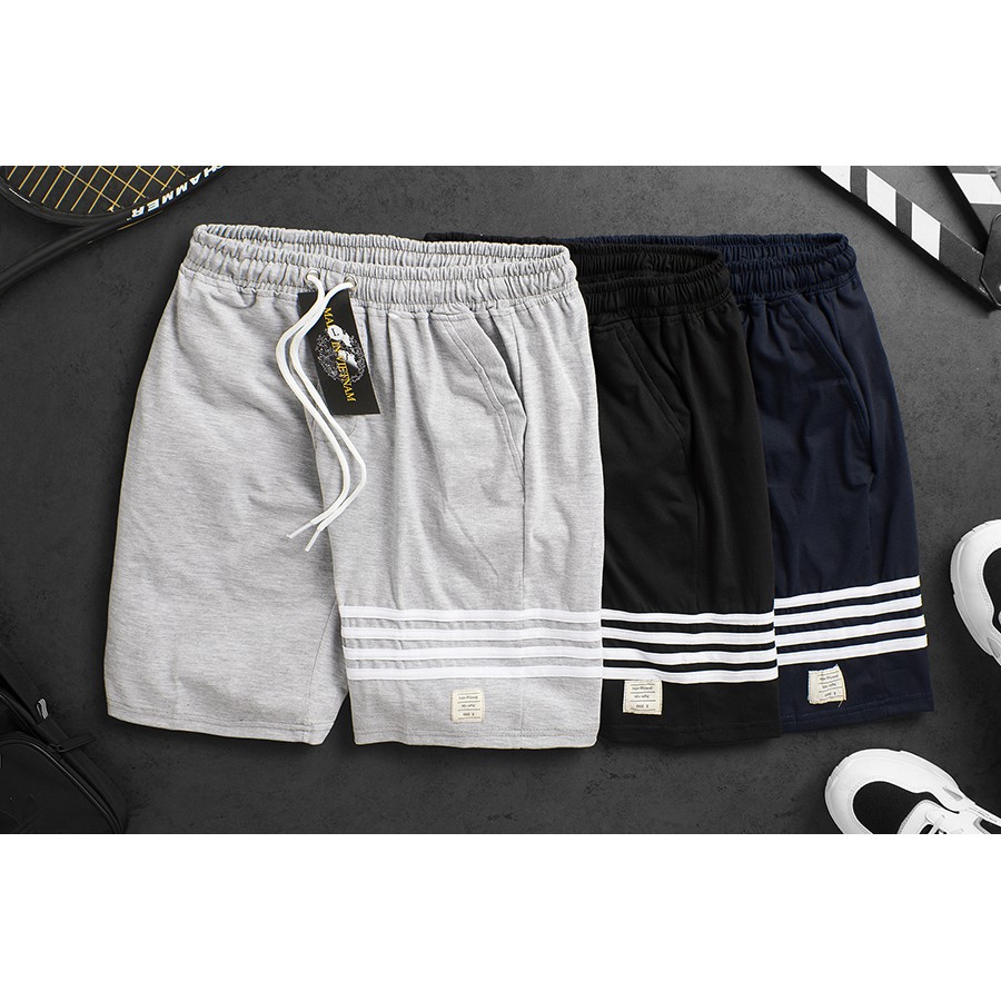 Quần Đùi Nam Chất Cotton Cực Thoáng Mát,Quần Short Nam 4 sọc Kiểu Dáng Trẻ Trung