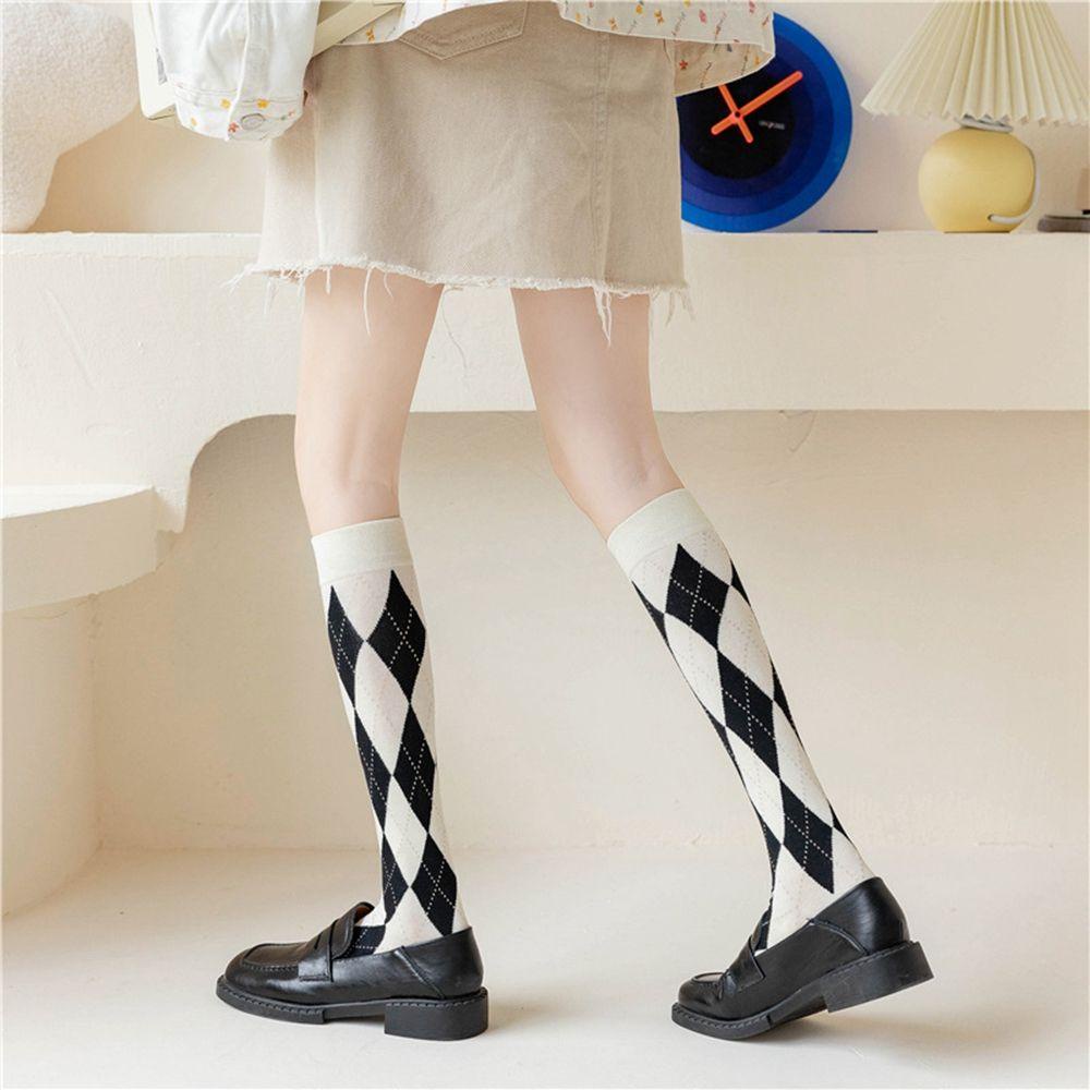 Vớ Cotton Thu Đông Co Giãn Phong Cách Lolita Nhật Bản Màu Trắng Đen Ngọt Ngào Cho Nữ