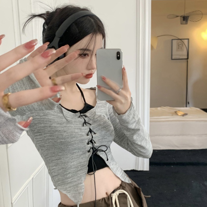 Set Áo Khoác Cardigan Chống Nắng + Áo Hai Dây Mỏng Phong Cách Hàn Quốc Cho Nữ