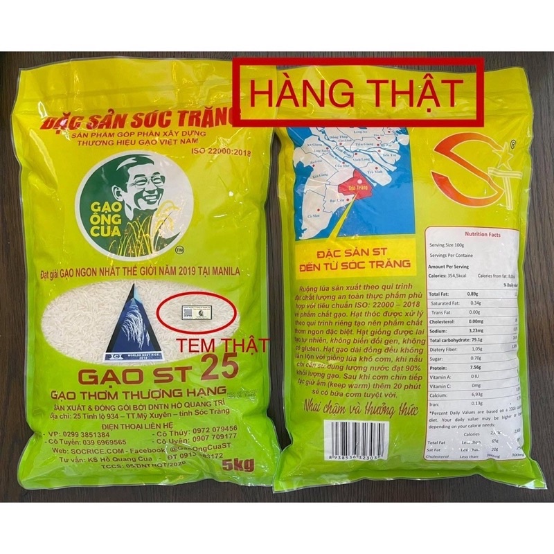 Gạo ST25 Hồ Quang Cua Chính Hiệu Túi 5KG - Gạo Ngon Nhất Thế Giới 2019 | Meta Freshgo