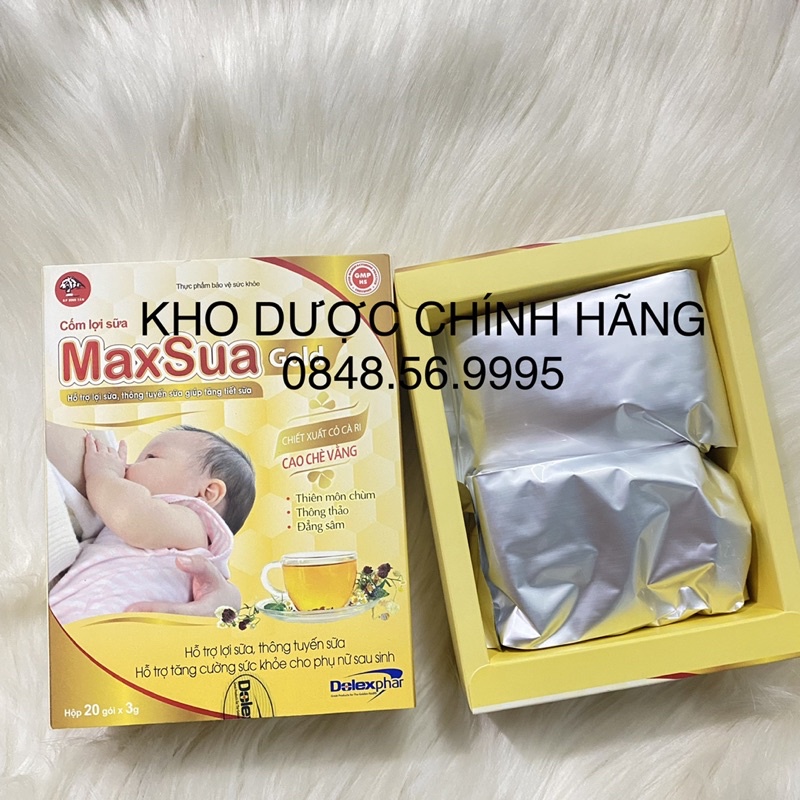 CỐM LỢI SỮA MaxSua hộp 20 gói x 3g-Hỗ trợ lợi sữa,thông tuyến sữa giúp tăng tiết sữa,tăng cường sức khoẻ phụ nữ sau sinh