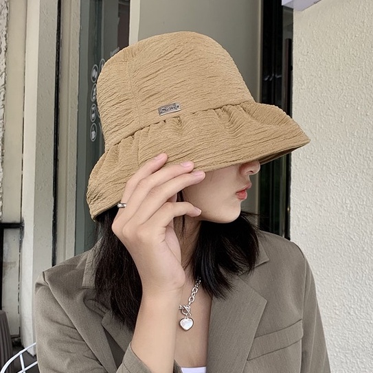 Nón Bucket Màu Trơn Che Phủ Khuôn Mặt Phong Cách Hàn Quốc Dễ Phối Đồ Thời Trang Thu Đông Cho Nữ
