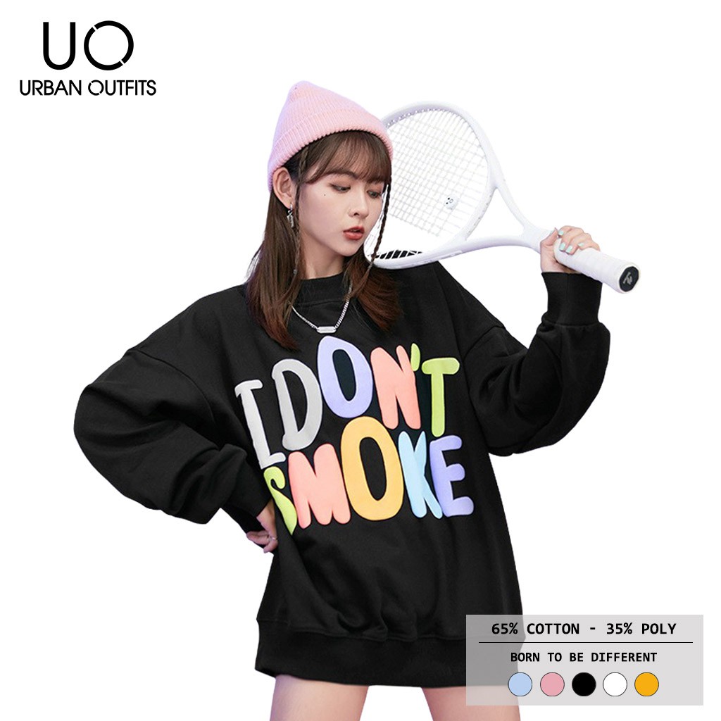 Hàng OUTLET SWO09 Áo Sweater Nữ Nam Form Rộng URBAN OUTFITS In DONT SMOKE Thun Cotton Nỉ
