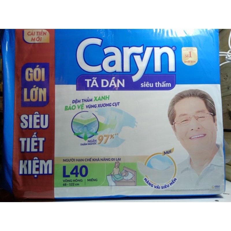 BỈM TÃ DÁN NGƯỜI GIÀ Caryn L 40 MIẾNG SIÊU THẤM GÓI LỚN SIÊU TIẾT KIỆM