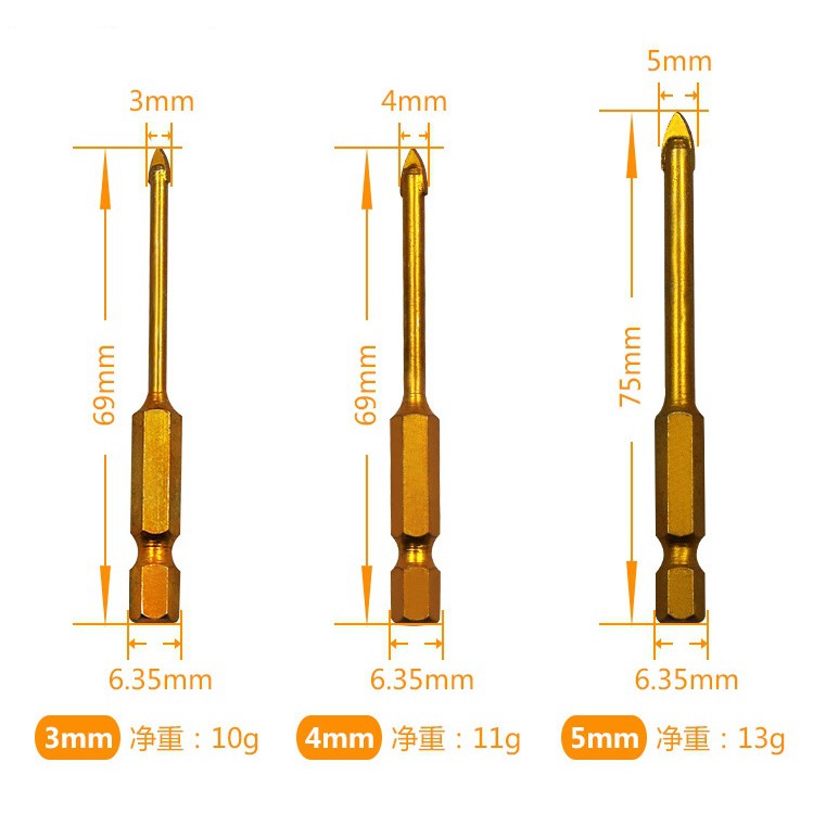 SV Mũi khoan kính gạch men chuôi lục giác