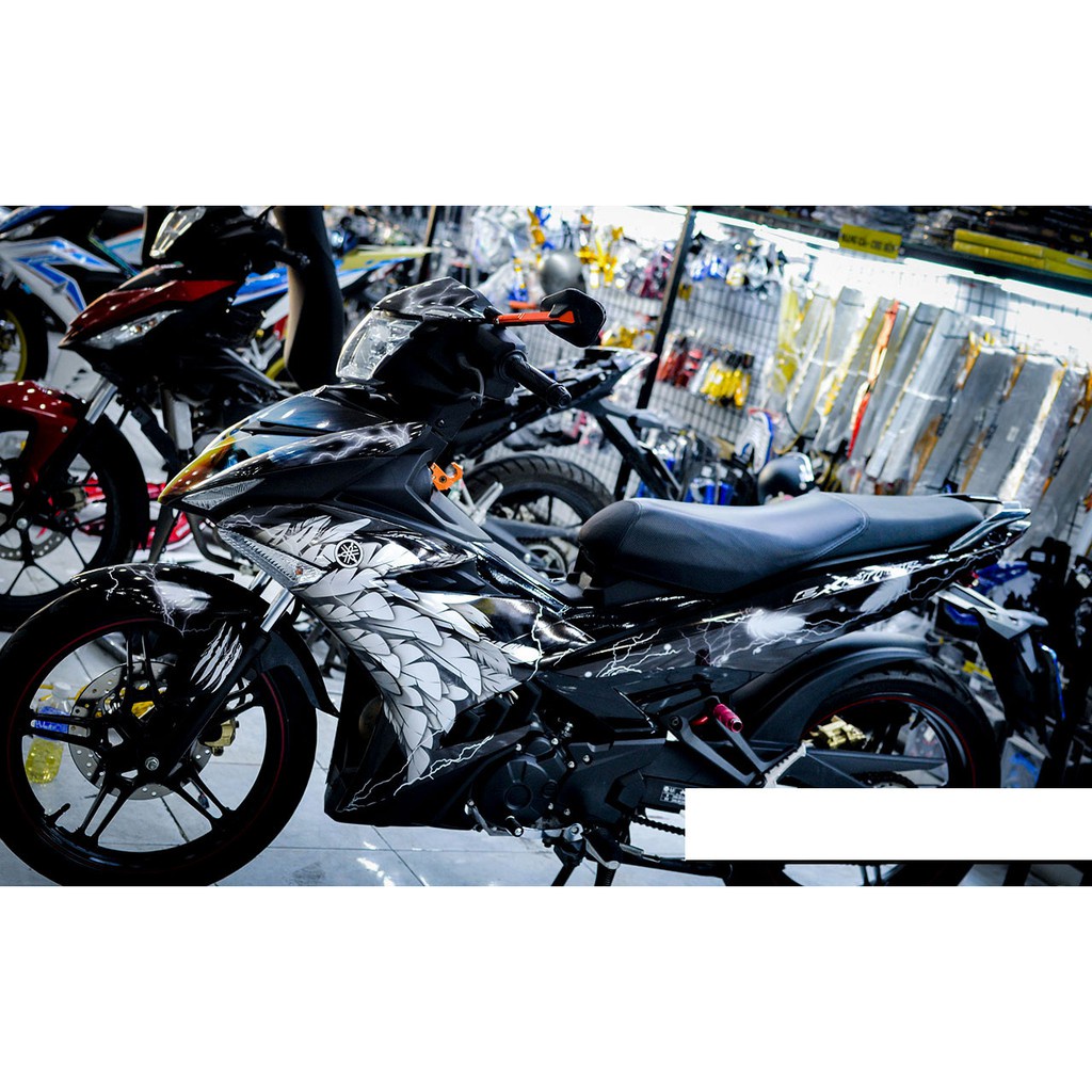 Tem trùm ♦FREESHIP♦ exciter 150 đen trắng chim ưng, độ team trùm decal xe máy ex dán đời 2015-2020