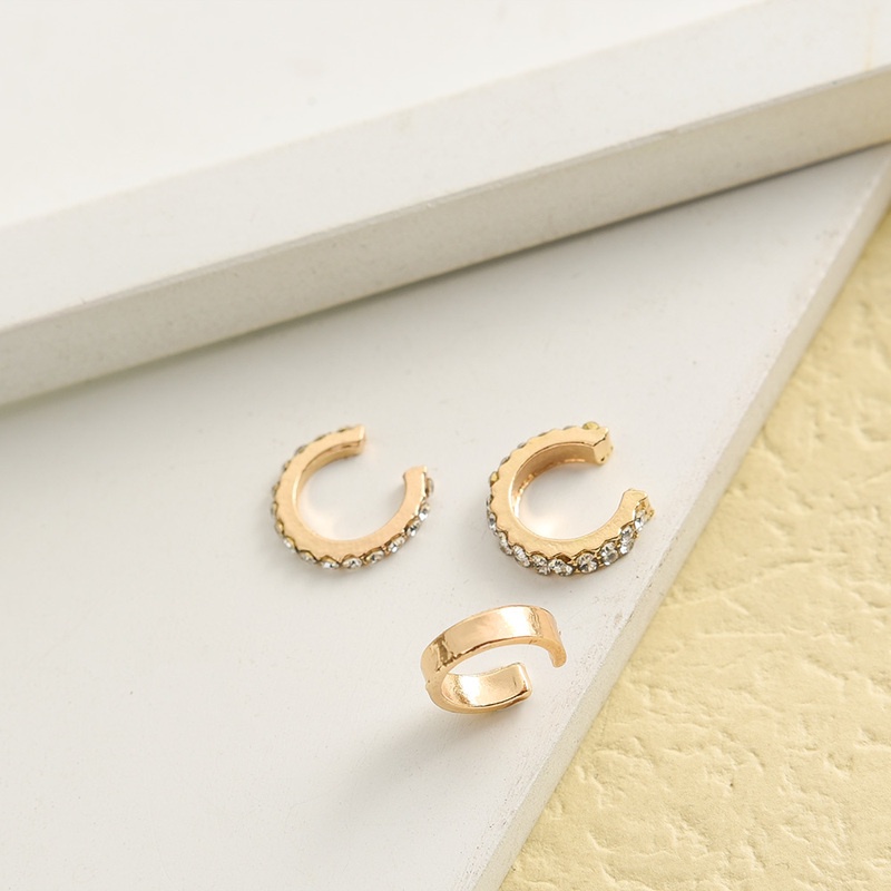 Set 3 Khuyên Tai Tròn Đính Đá Thời Trang Nữ