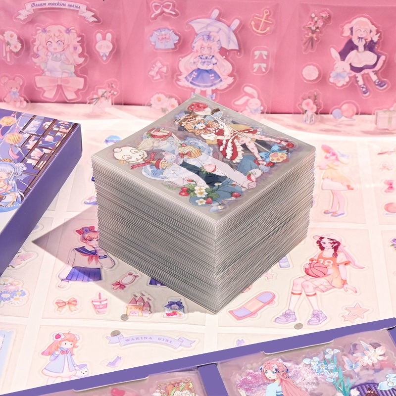 100 Stickers Nhãn Dán PET dễ thương phim hoạt hình cổ điển Hình dán nữ tính/ 100 Sheets Cute Sticker