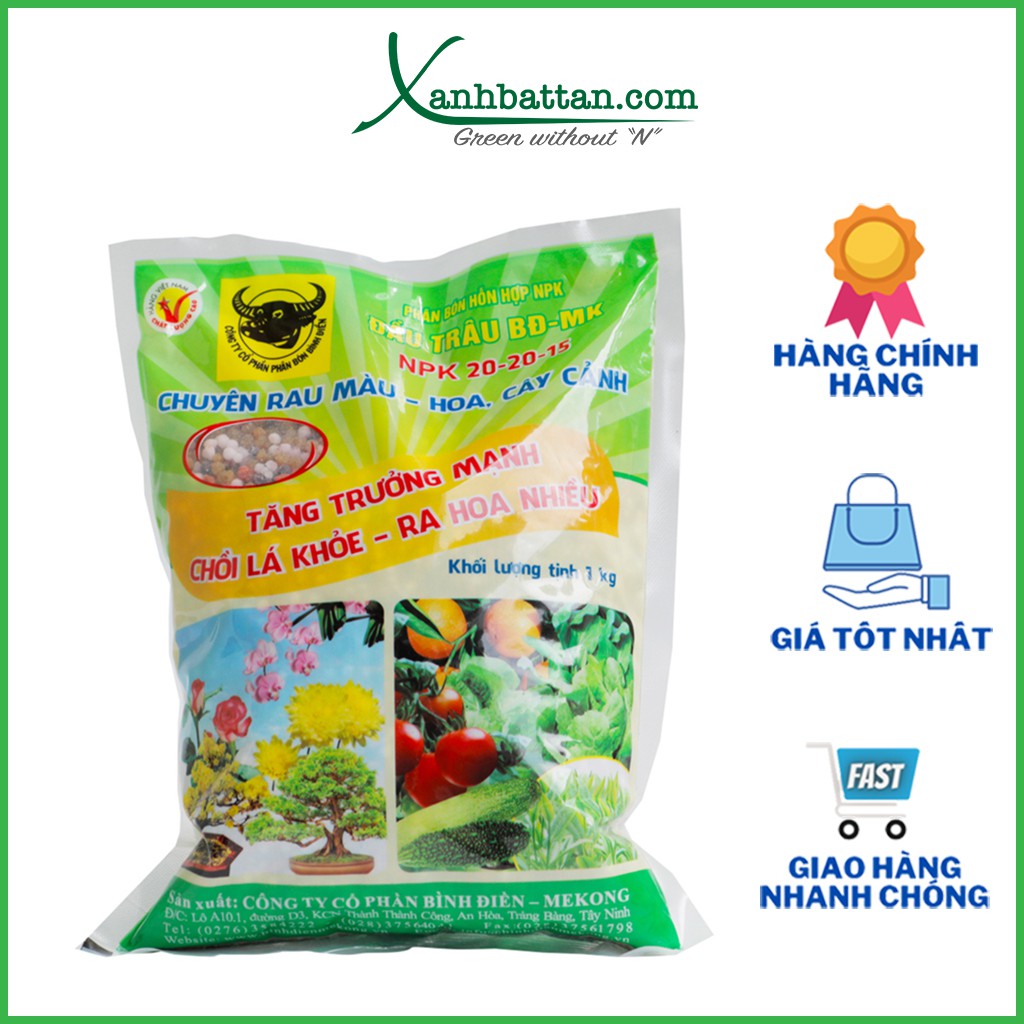 Phân NPK 20-20-15 (NPK 3 Màu) Bình Điền Cho Hoa Kiểng - Rau Màu 1 KG