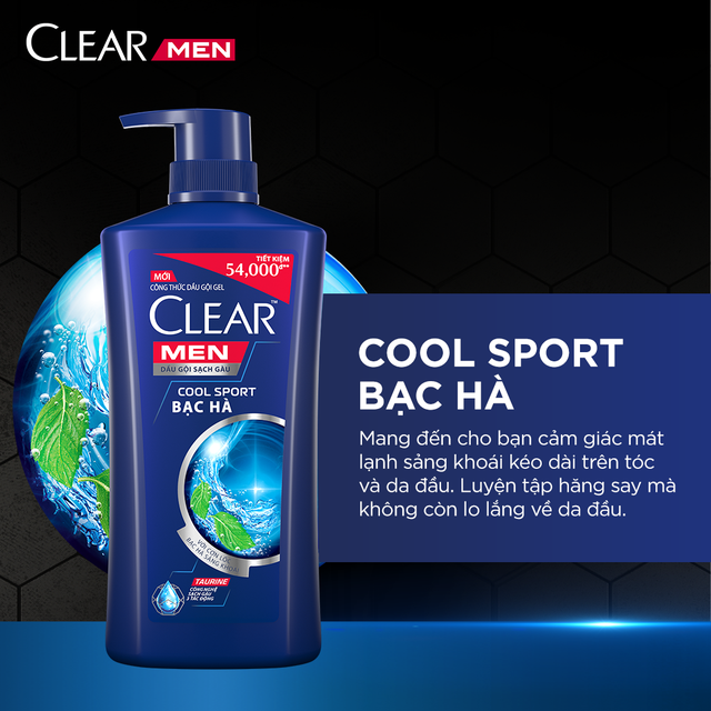 Dầu Gội Đầu cho nam Clear Men đánh bay gàu, ngứa và vi khuẩn mát lạnh cực đỉnh suốt ngày dài 650g/ 630g