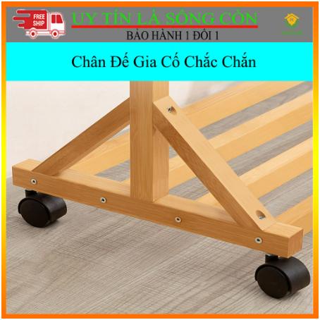 Giá kệ treo quần áo đa năng, gỗ tre tự nhiên thân thiện môi trường, Có chỗ để giày tiện lợi, thiết kế sang trọng