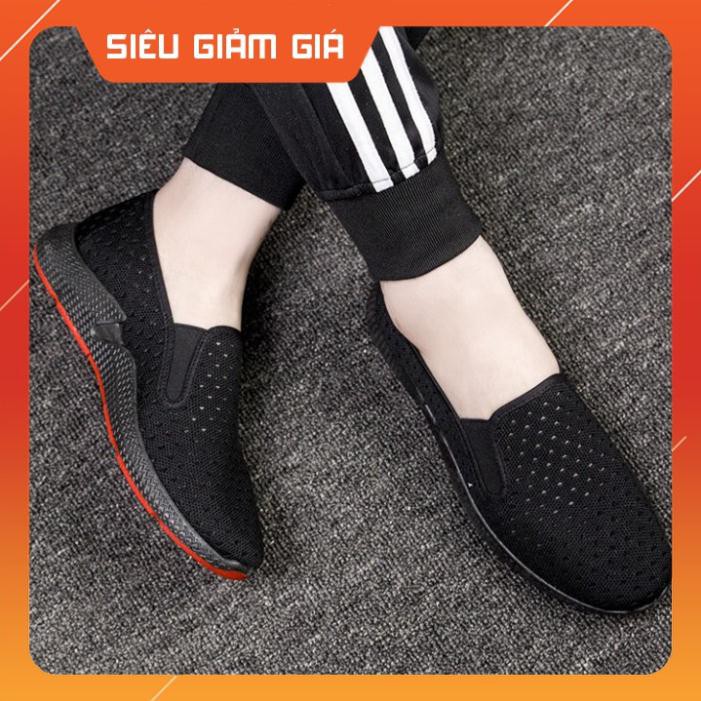 Giày Lười Thời Trang Nam Đế Đỏ Sành Điệu Vải Khoét Lỗ Nhẹ Êm Chân - 3208 -new