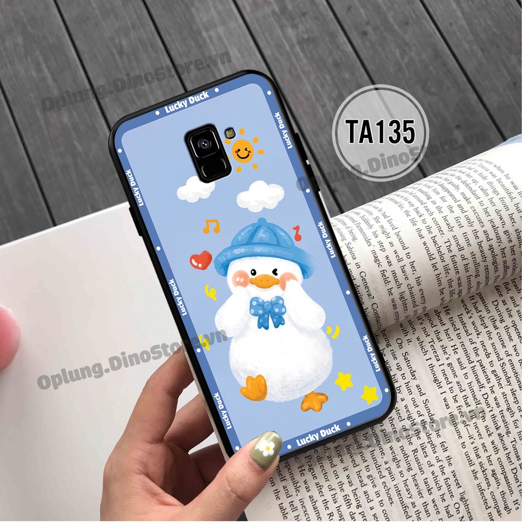 Ốp lưng Samsung A6 2018/A8 2018/J6 2018/A8+/A8 Plus in hình chú vịt vui vẻ may mắn, Lucky Duck dễ thương bảo vệ camera.