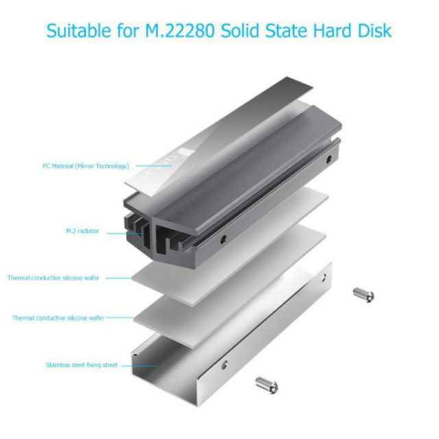 Tản nhiệt SSD Jonsbo chuẩn NVME PCIE M2 2280 Nhôm Cao Cấp