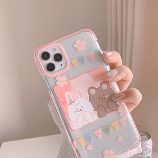 Ốp cửa sổ hồng gấu thỏ iPhone 7 8 7 Plus 8 Plus X Xs Xr XsMax iPhone 11 11 Pro 11 Promax Cú Mèo Case