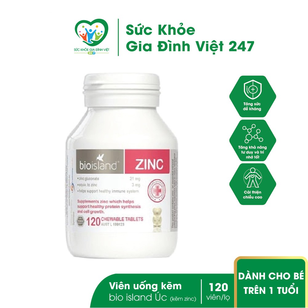 Viên Uống Kẽm Zinc Bio Island Úc - Giúp bé phát triển toàn diện