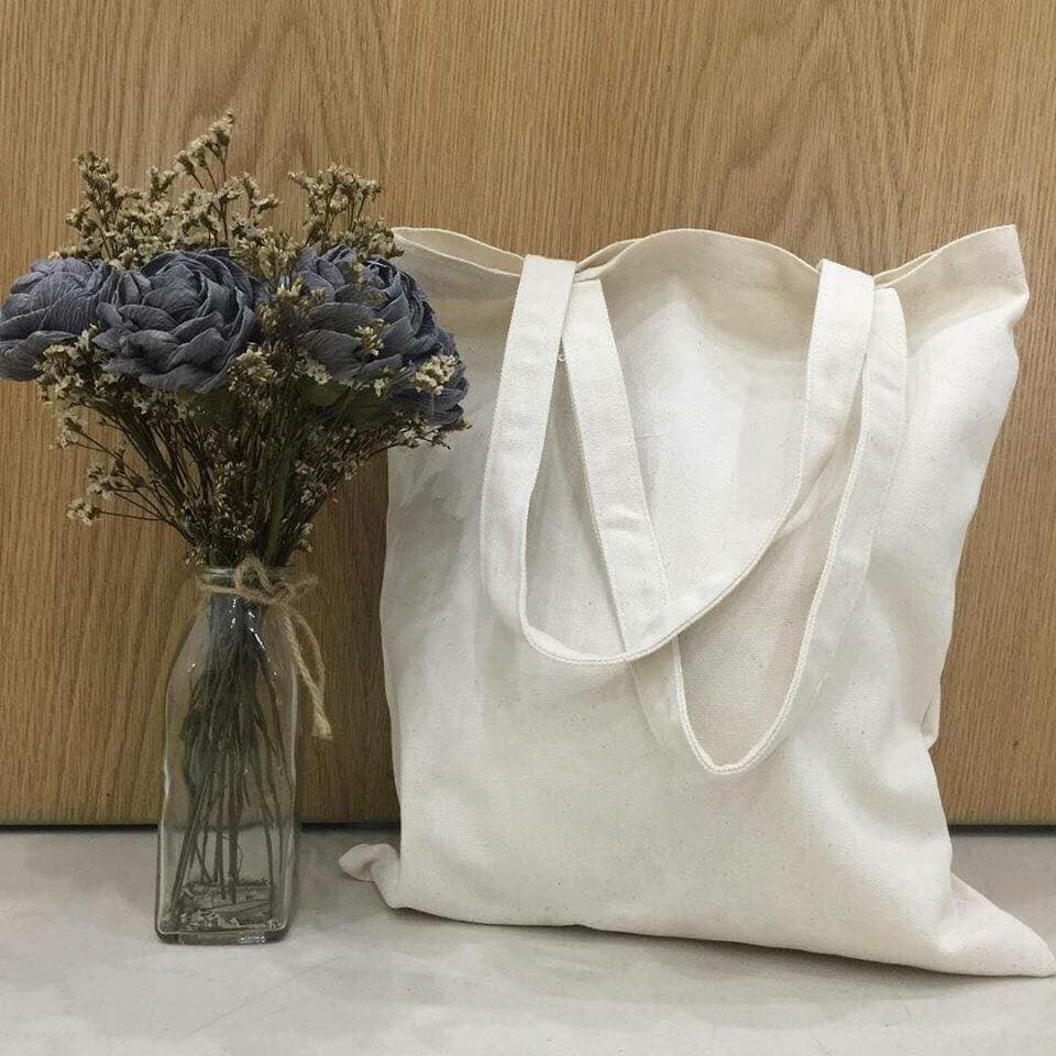 Túi vải tote nữ Canvas trơn trắng Gady