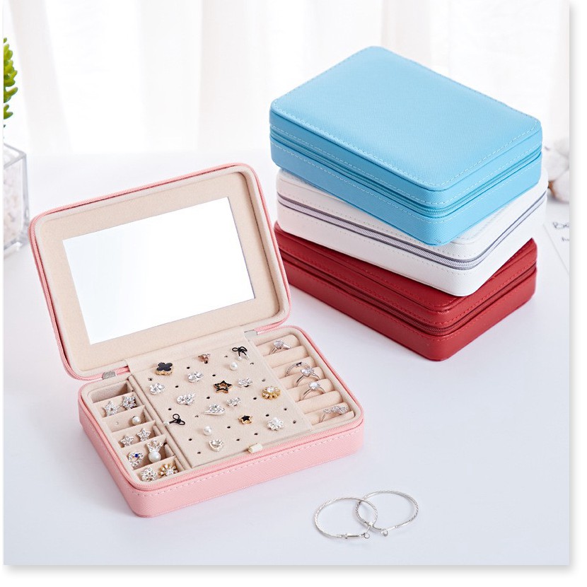 Hộp đựng Trang sức   GIÁ VỐN]   Hộp đựng nhẫn, dây chuyền, trang sức - Chất liệu Da pu chống thấm 17x12x5cm 9505