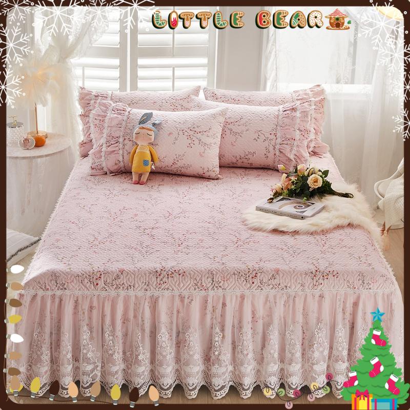 Set Ga Gối Phủ Chân Giường Chần Bông Hoạ Tiết Hoa Nhí Hàn Quốc - Little Bear