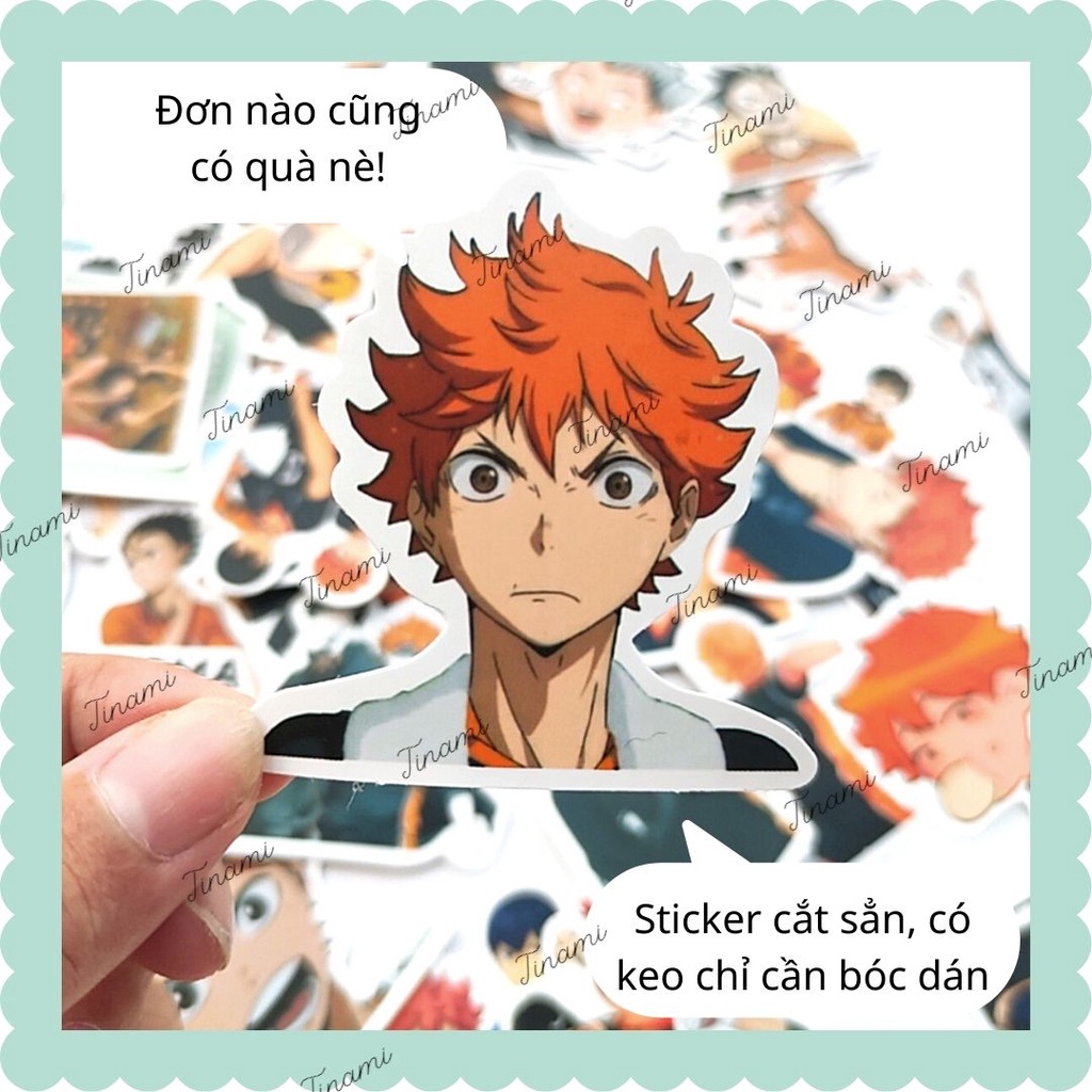 50 Sticker Vua bóng chuyền Haikyuu hình dán anime manga chống nước trang trí làm quà cho fan Tinami HAIKYUU-001