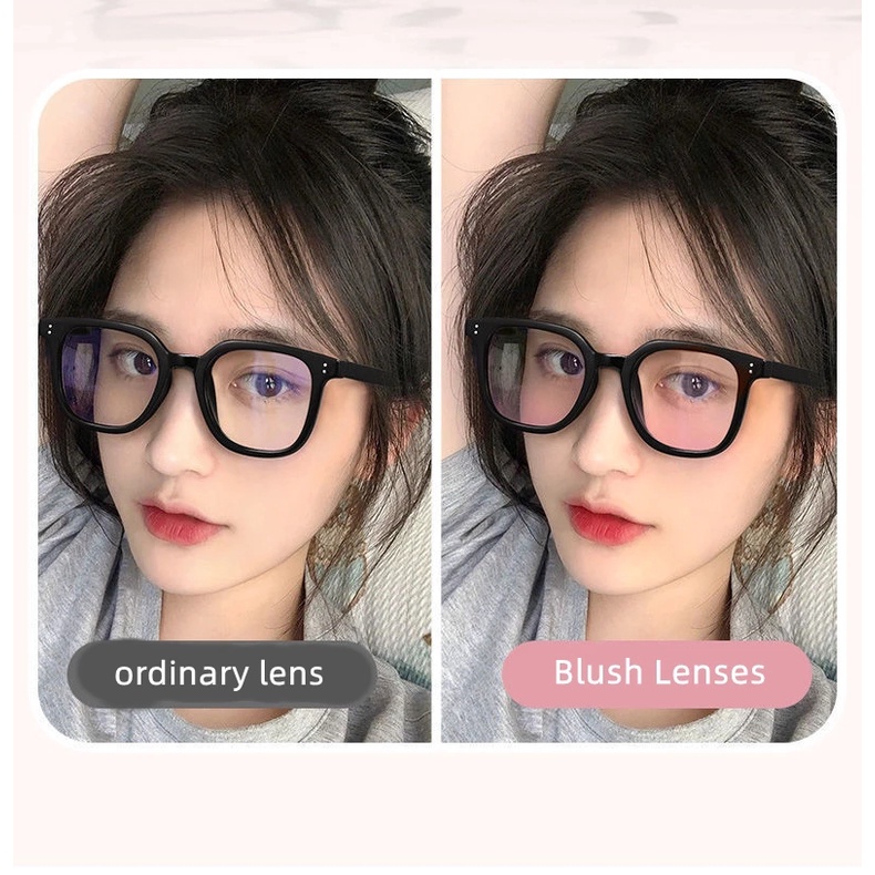 Ins Mắt Kính Má Hồng Tròn Blue Ray Tròng / Kính Mát Gọng Vuông Không Đều Màu Gradient Lấp Lánh Chống Tia UV Trang Trí Sáng Tạo Thời Trang