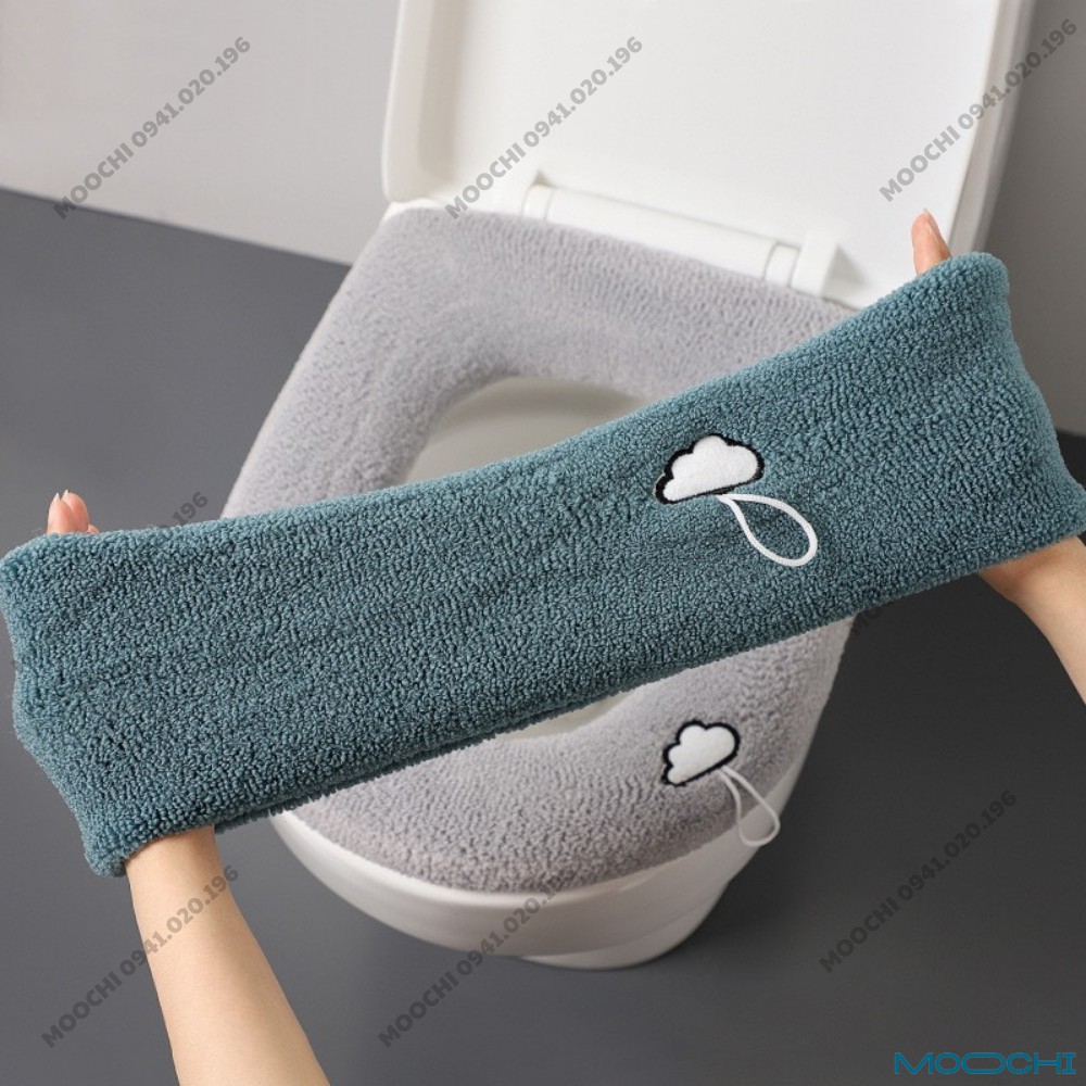 Miếng lót bồn cầu, miếng bọc bệ ngồi toilet giữ ấm vào mùa đông chất liệu len dệt kim thân thiện với da