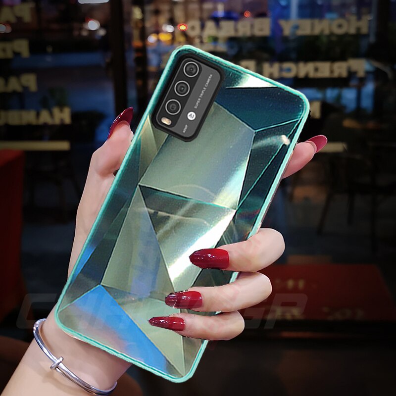 Ốp điện thoại tráng gương họa tiết vân kim cương 3D thời trang sang trọng cho Xiaomi