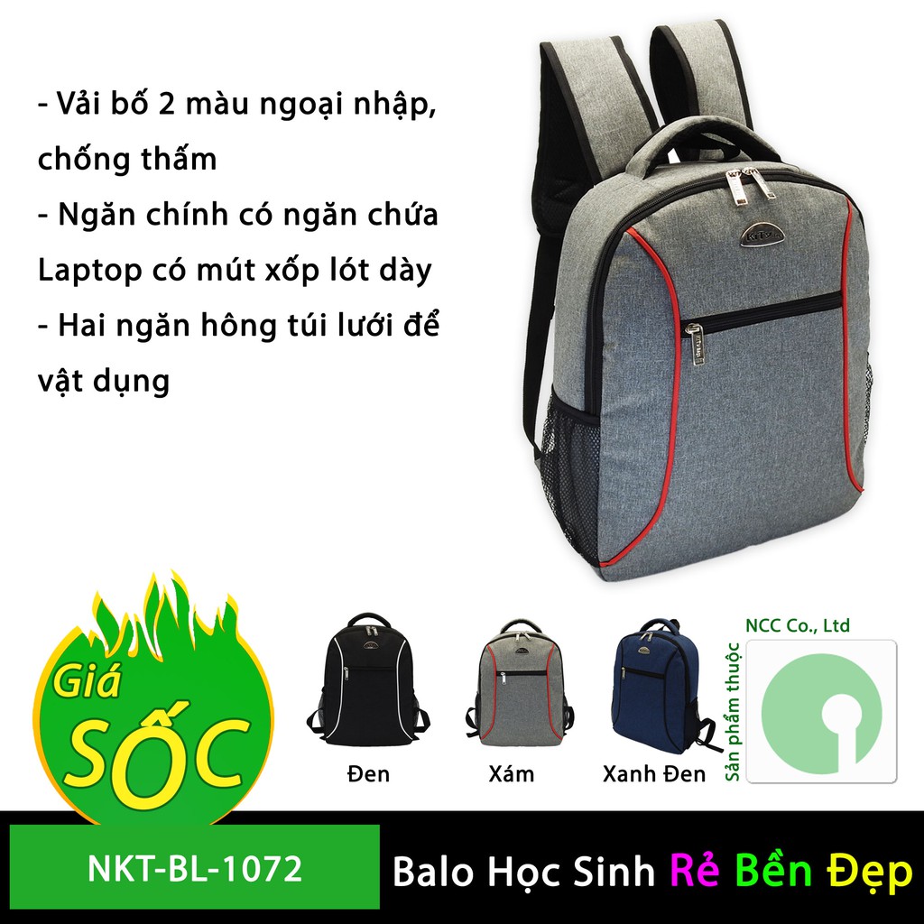 Balo túi xách giá rẻ chứa Laptop - nhiều ngăn - phù hợp các bạn sinh viên, dân văn phòng - NKT-BL-1072 (Nhiều màu)