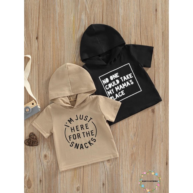 Áo Hoodie Tay Ngắn In Chữ Thời Trang Cho Bé Trai