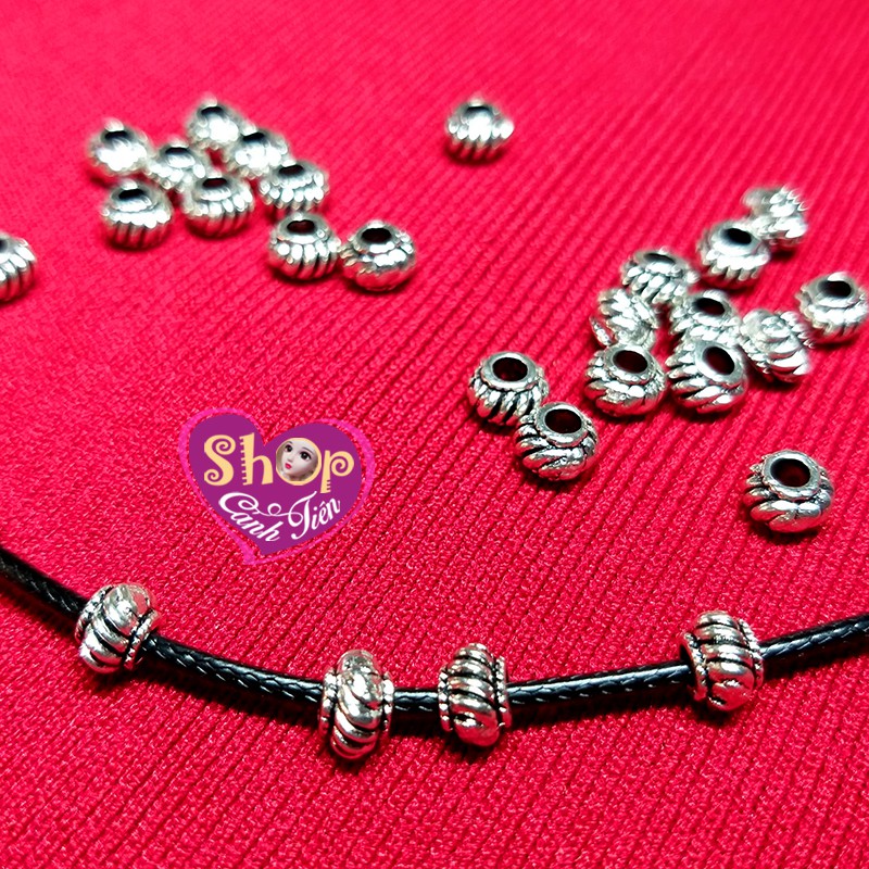 20 hạt Charm Tròn Khía múi Mạ Bạc 5mm - Nguyên liệu làm Vòng Cổ, Vòng Tay, Bông tai Thủ Công