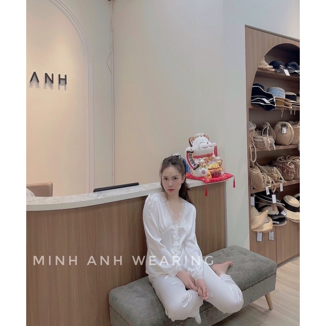 Set Pijama Lụa Dài Tay Tiểu Thư - Bộ Mặc Nhà Sang Chảnh Nhẹ Nhàng- Lụa Quảng Châu Cao Cấp CA002 | BigBuy360 - bigbuy360.vn