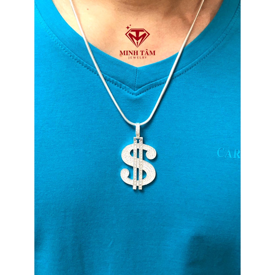 Mặt dây chuyền bạc nam hình Đô La,Bộ dây chuyền mặt Đô La chất liệu bạc ta-Minh Tâm Jewelry