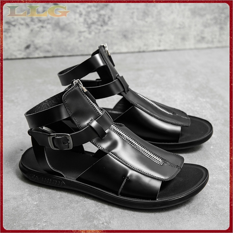 Giày Sandal Thể Thao Bằng Da Thật Cổ Cao Chống Trượt Thoải Mái Phong Cách Hong Kong Cho Nam