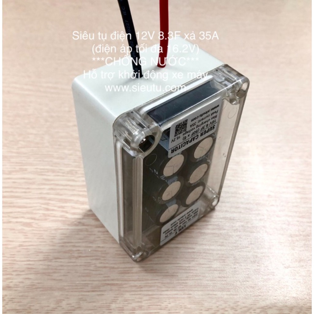 Hộp CHỐNG NƯỚC Siêu tụ điện 12V  8.3F xả 35A