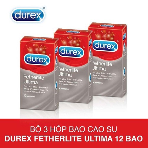 [DEAL HOT] Bộ 3 Hộp Bao Cao Su Siêu Mỏng Durex Fetherlite Ultima 36 Cái